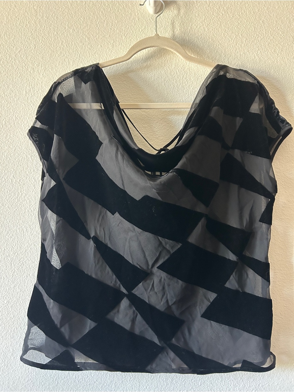 Banana Republic Black Sheer Diagonal-Stripe Overlay Blouse